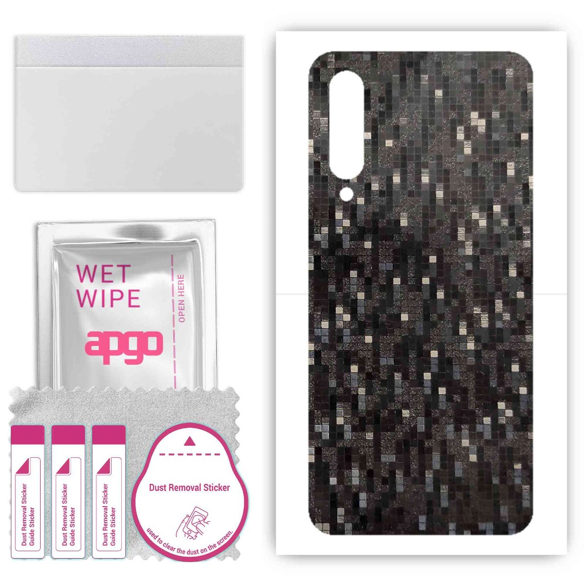 Folia naklejka skórka strukturalna na TYŁ do Xiaomi Mi 9 SE -  Carbon Pixel Czarny - apgo SKINS