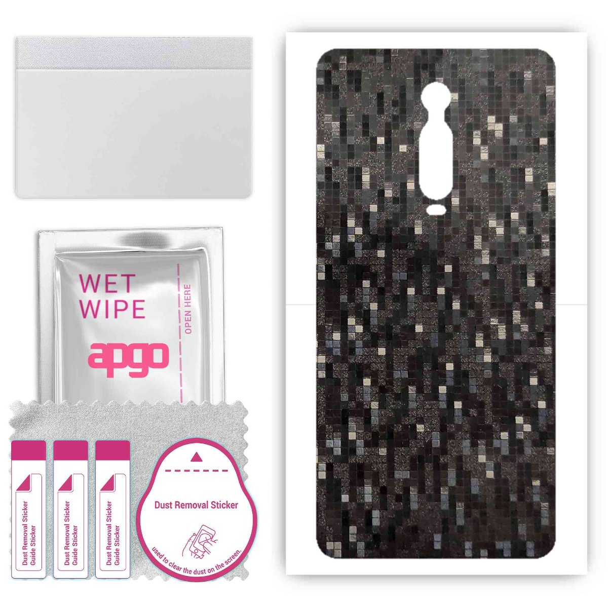 Folia naklejka skórka strukturalna na TYŁ do Xiaomi Mi 9T Pro -  Carbon Pixel Czarny - apgo SKINS