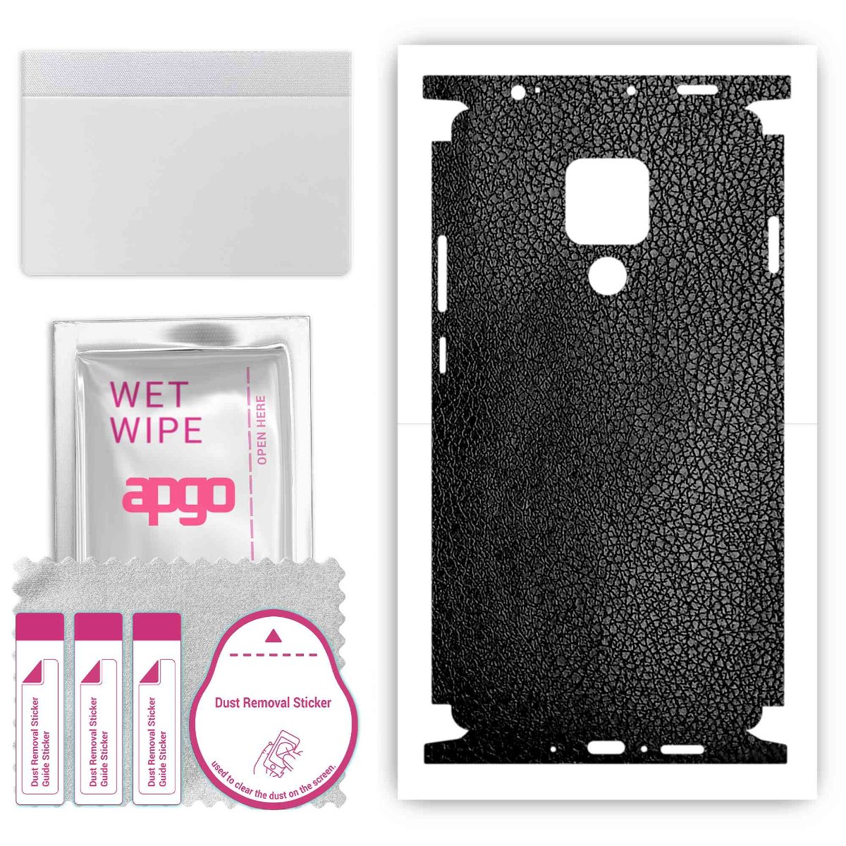 Folia naklejka skórka strukturalna na TYŁ+BOKI do Huawei Mate 20 X -  Skóra Czarna - apgo SKINS