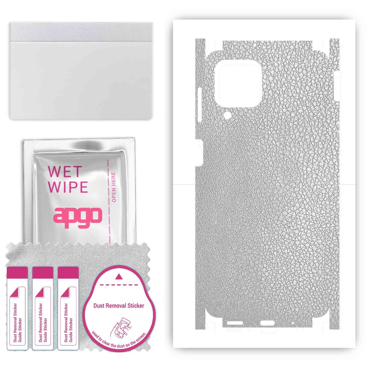 Folia naklejka skórka strukturalna na TYŁ+BOKI do Samsung Galaxy M53 5G -  Skóra Srebrna - apgo SKINS