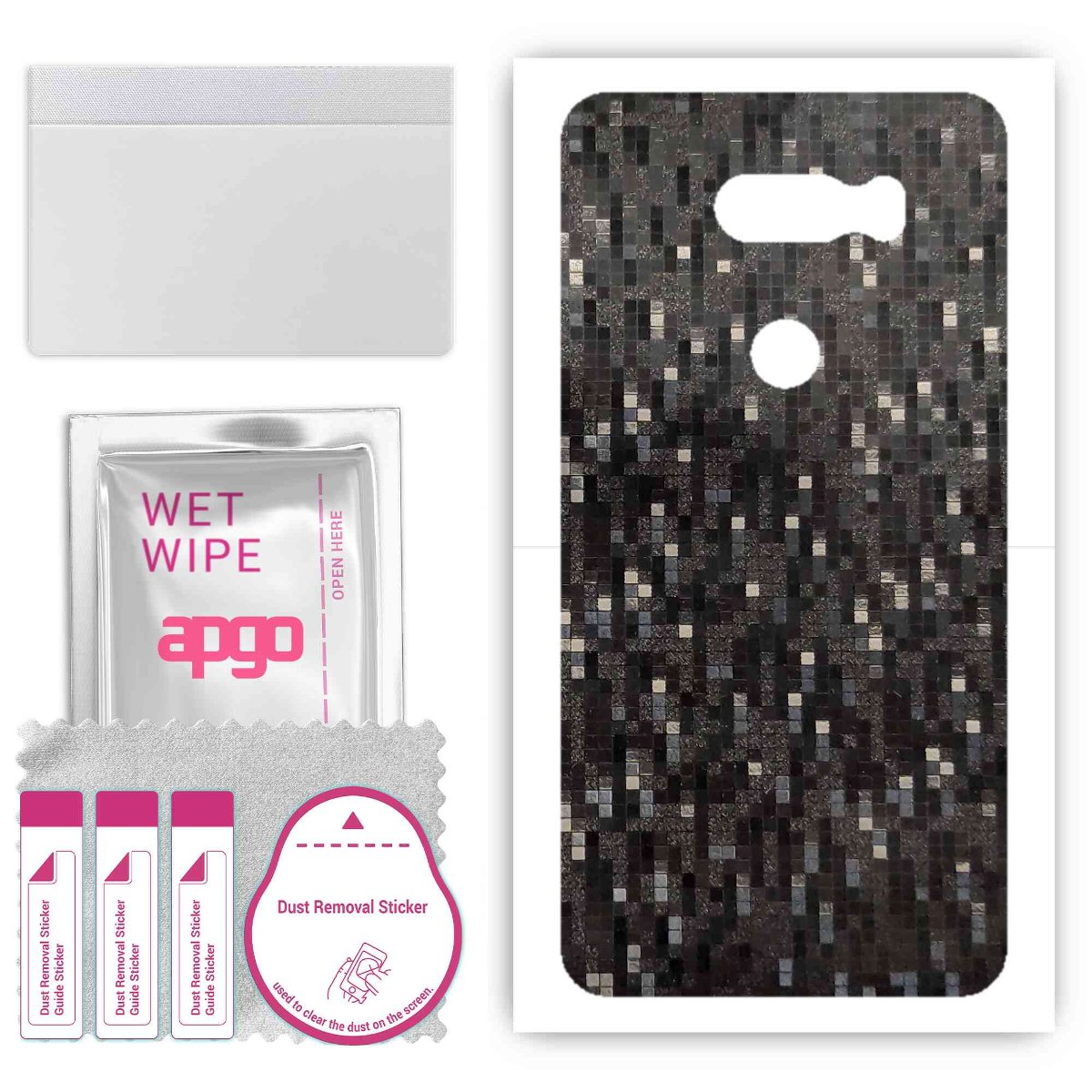 Folia naklejka skórka strukturalna na TYŁ do LG V30 -  Carbon Pixel Czarny - apgo SKINS