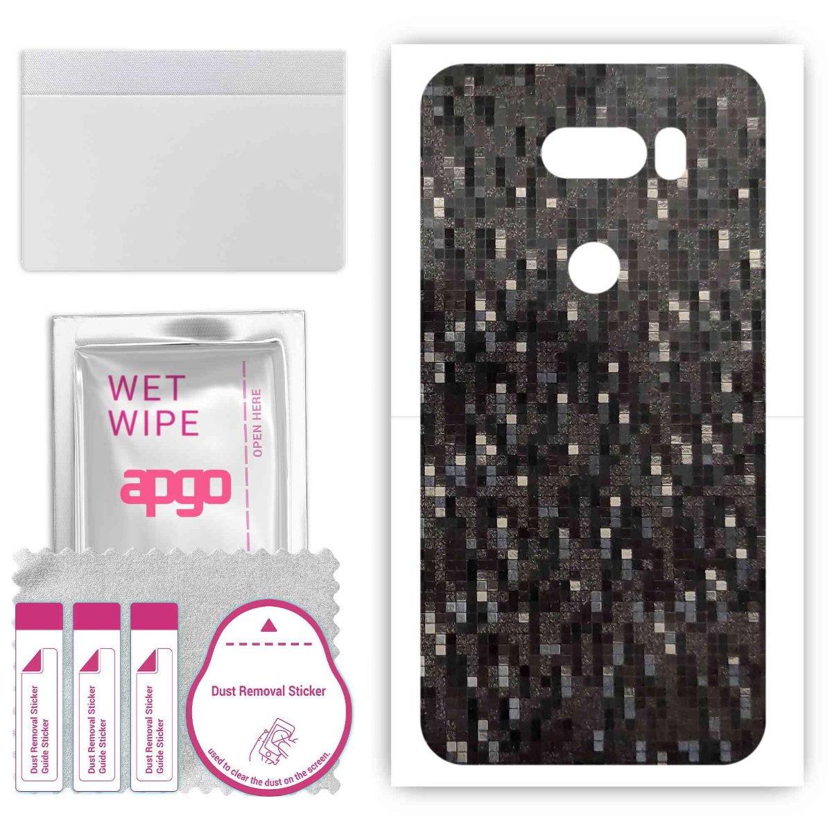 Folia naklejka skórka strukturalna na TYŁ do LG V30S ThinQ -  Carbon Pixel Czarny - apgo SKINS
