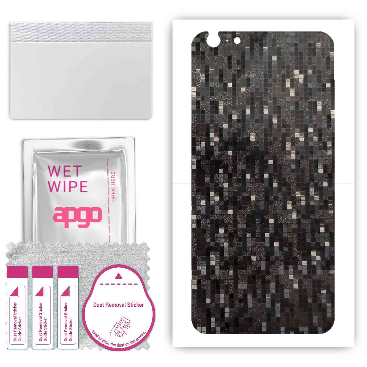 Folia naklejka skórka strukturalna na TYŁ do Apple iPhone 6s Plus -  Carbon Pixel Czarny - apgo SKINS