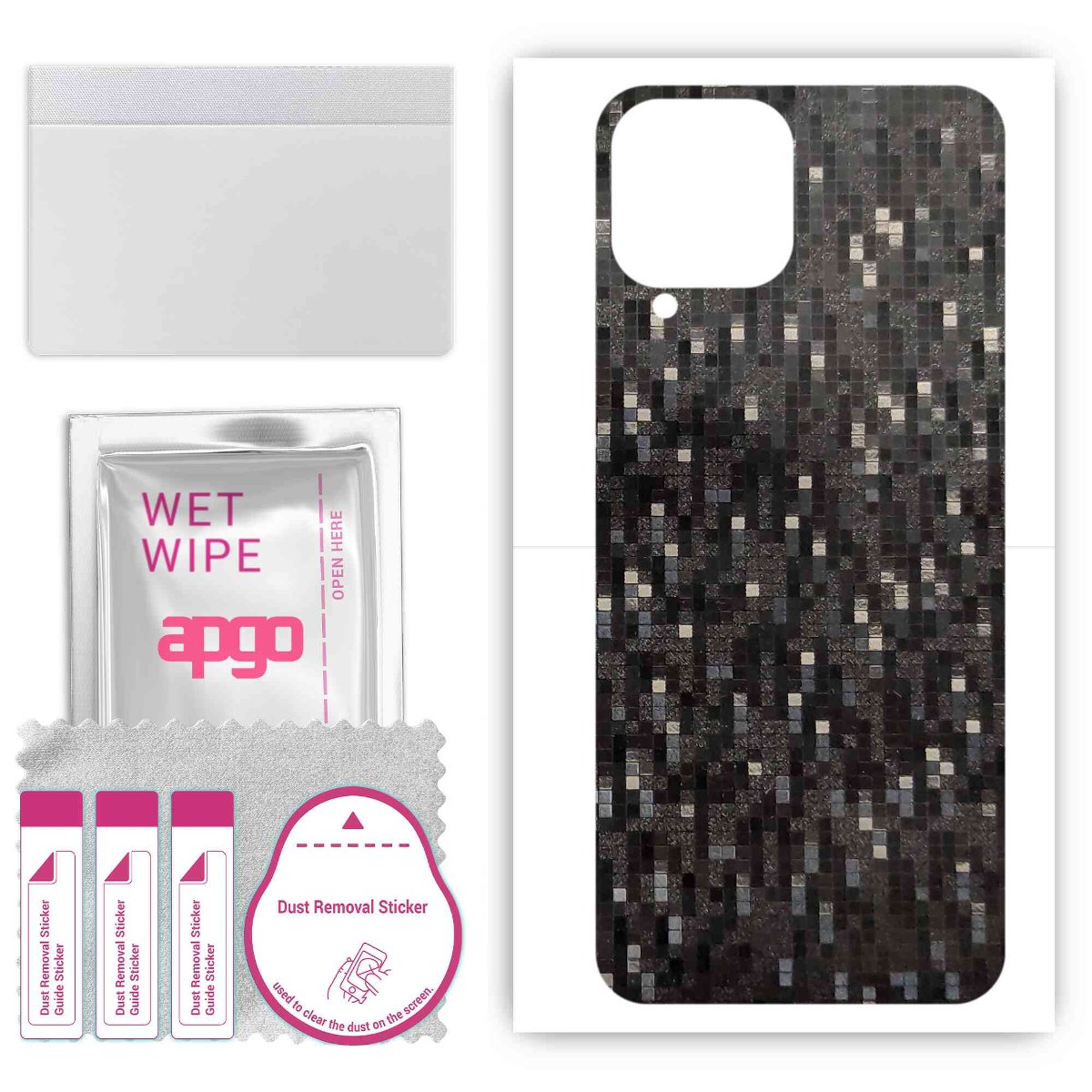 Folia naklejka skórka strukturalna na TYŁ do Samsung Galaxy Jump2 -  Carbon Pixel Czarny - apgo SKINS