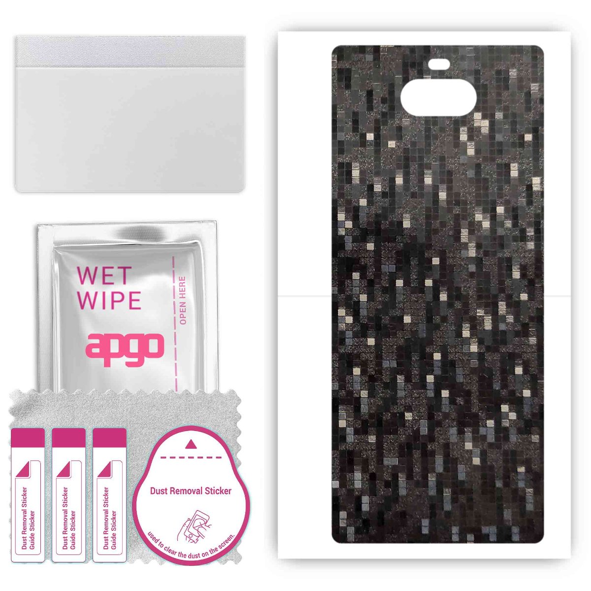 Folia naklejka skórka strukturalna na TYŁ do Sony Xperia 8 Lite -  Carbon Pixel Czarny - apgo SKINS