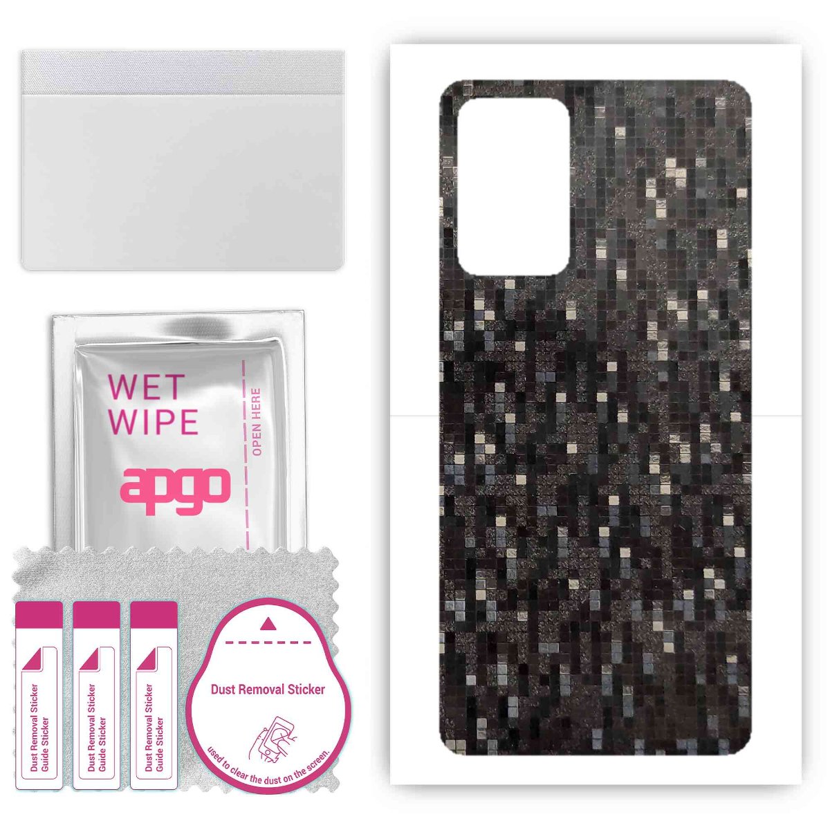 Folia naklejka skórka strukturalna na TYŁ do Samsung Galaxy A72 -  Carbon Pixel Czarny - apgo SKINS