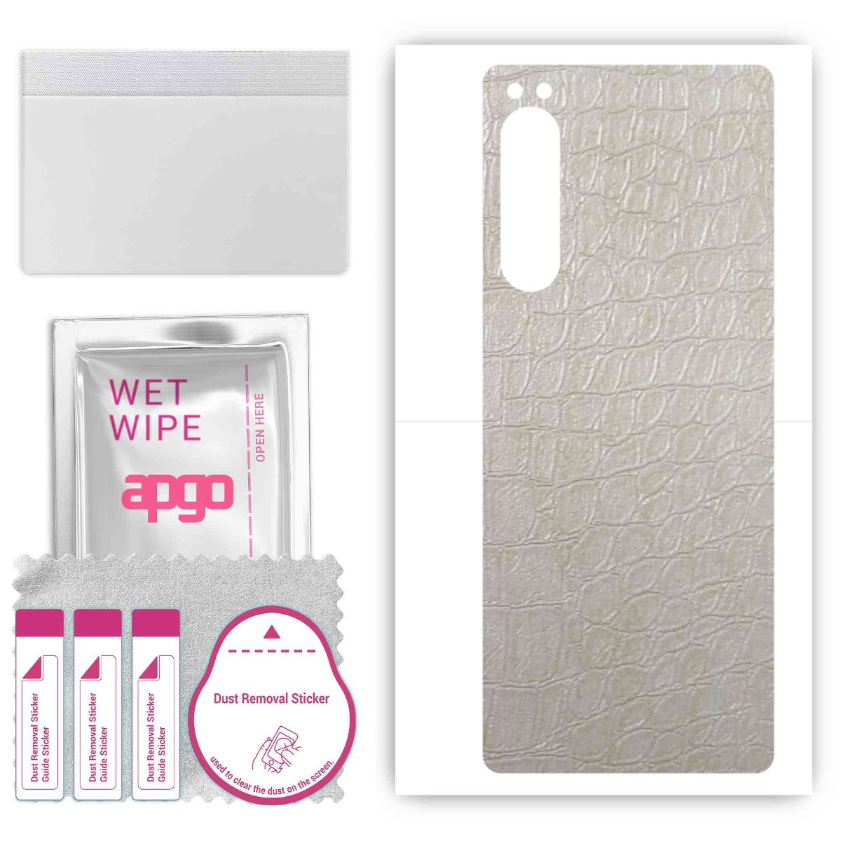 Folia naklejka skórka strukturalna na TYŁ do Sony Xperia 5 IV -  Skóra Krokodyla Biała - apgo SKINS