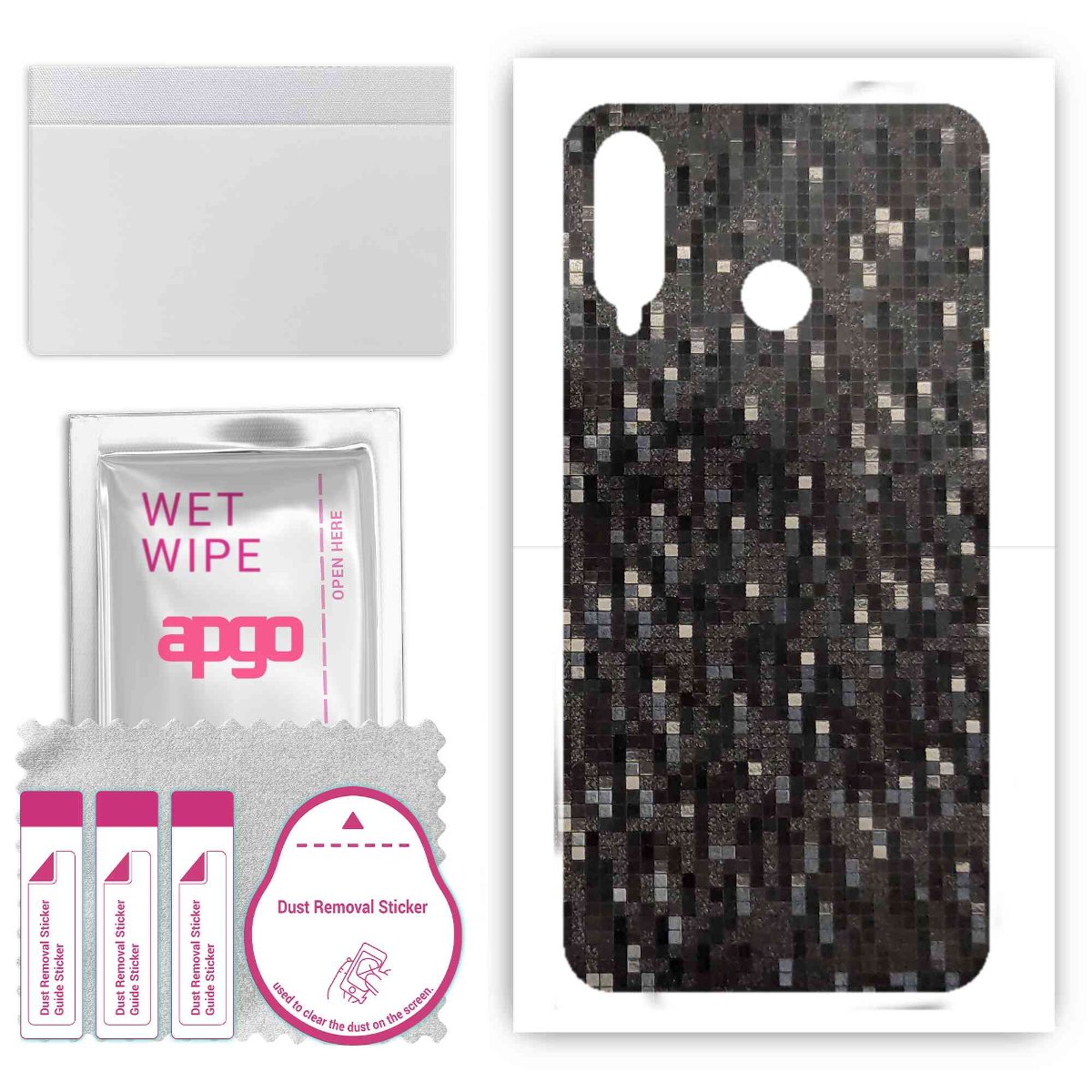 Folia naklejka skórka strukturalna na TYŁ do Huawei P30 lite -  Carbon Pixel Czarny - apgo SKINS