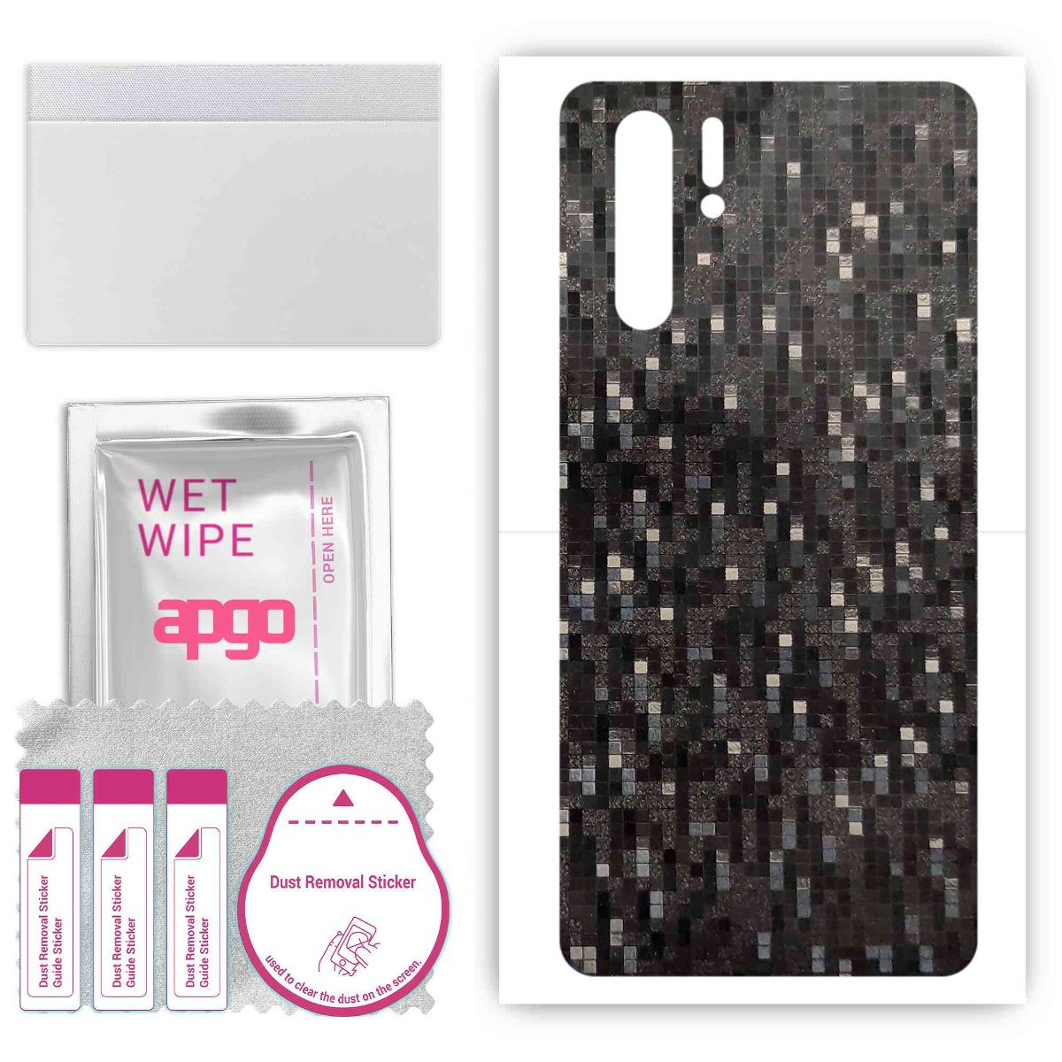 Folia naklejka skórka strukturalna na TYŁ do Huawei P30 Pro -  Carbon Pixel Czarny - apgo SKINS