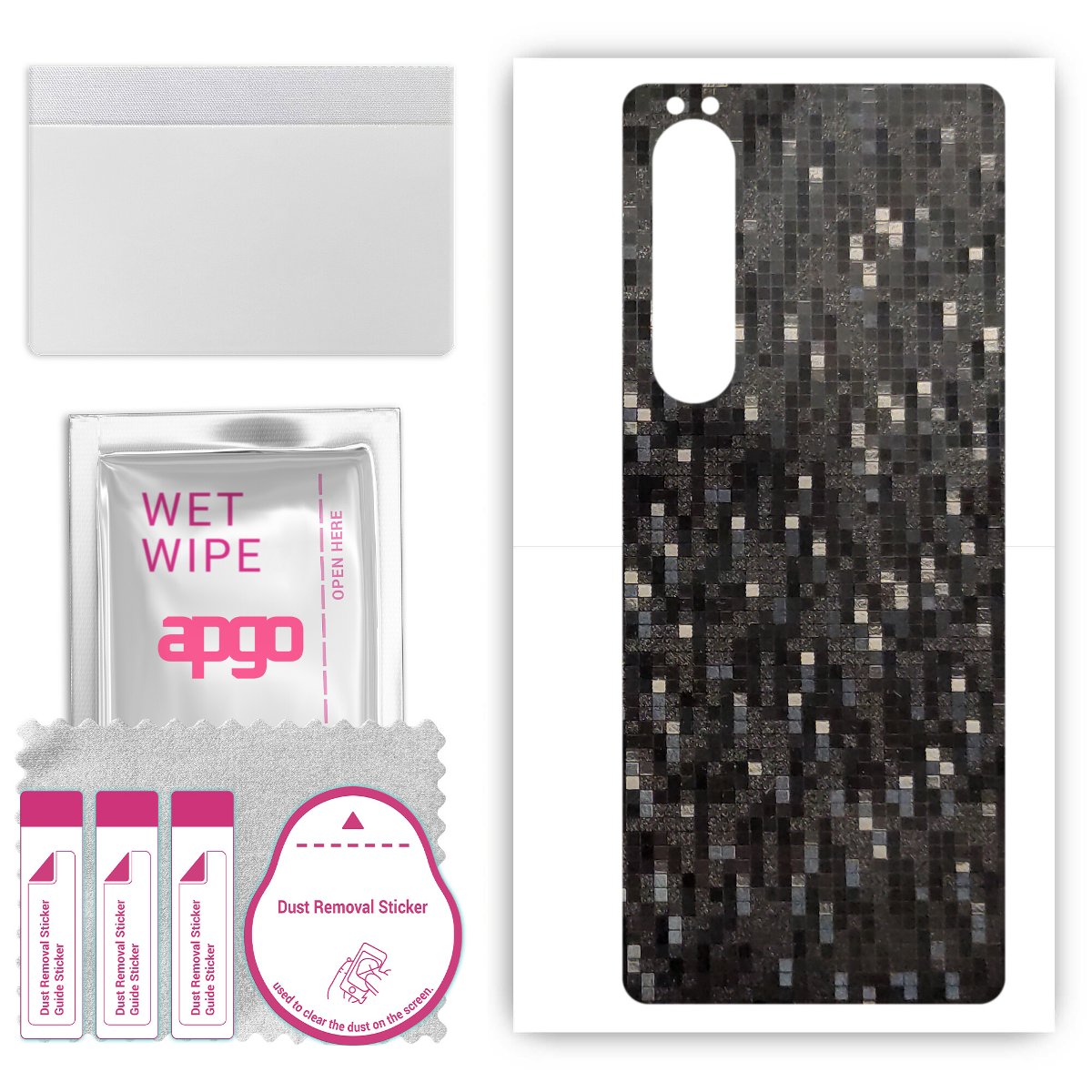 Folia naklejka skórka strukturalna na TYŁ do Sony Xperia 1 III SOG03 -  Carbon Pixel Czarny - apgo SKINS