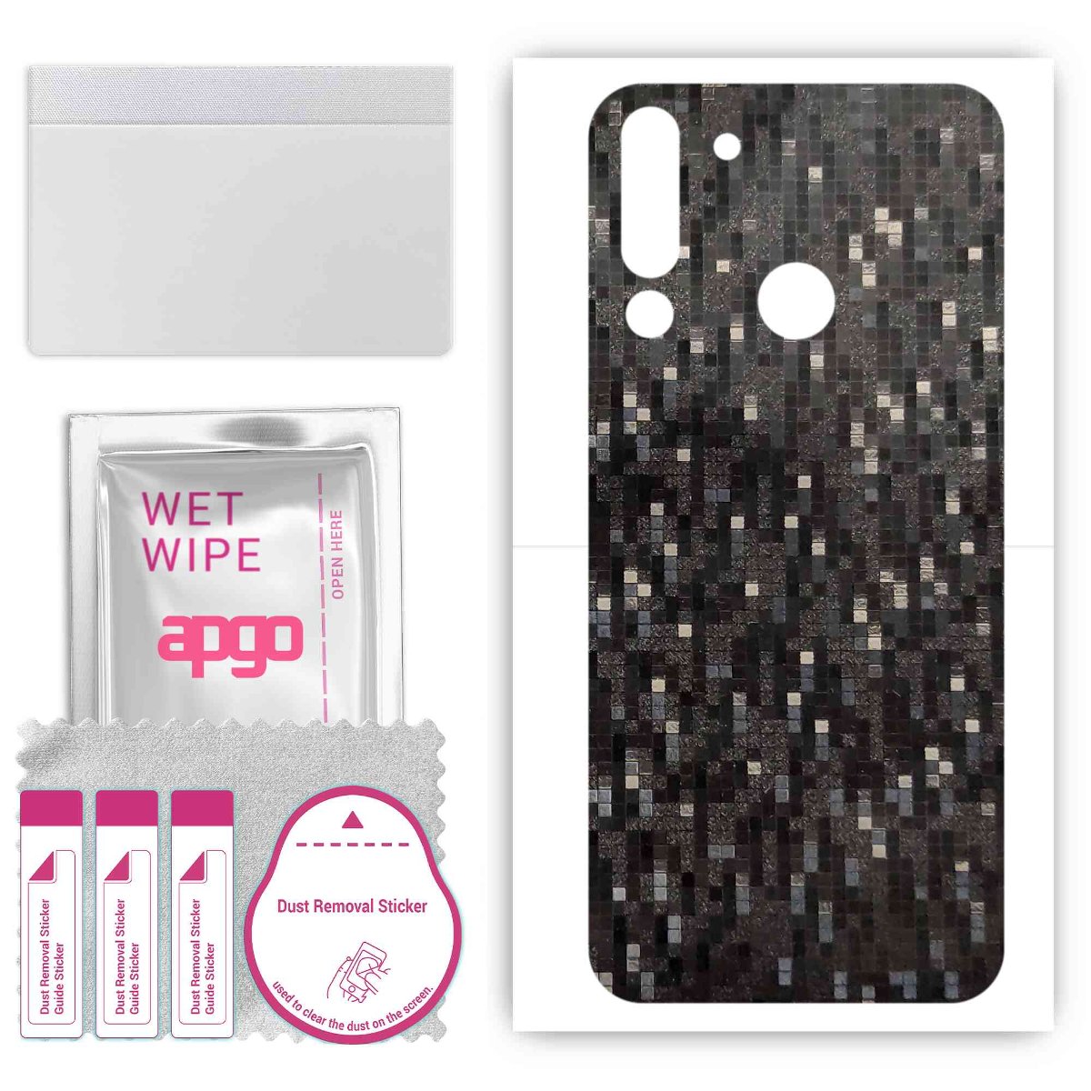 Folia naklejka skórka strukturalna na TYŁ do HTC Wildfire E3 -  Carbon Pixel Czarny - apgo SKINS