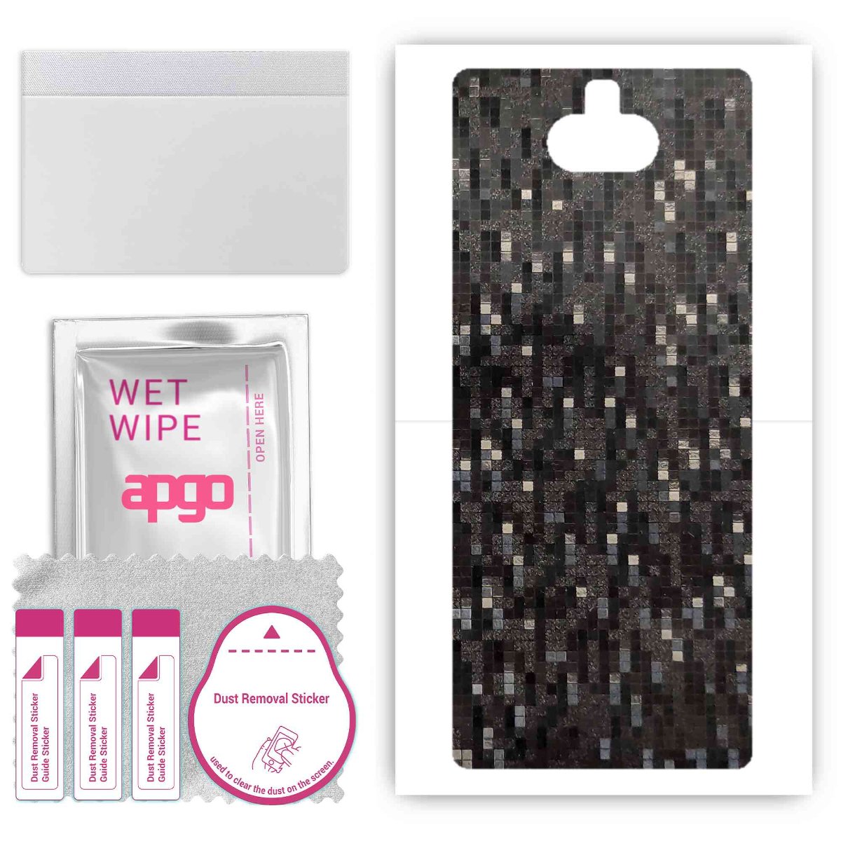Folia naklejka skórka strukturalna na TYŁ do Sony Xperia 10 -  Carbon Pixel Czarny - apgo SKINS