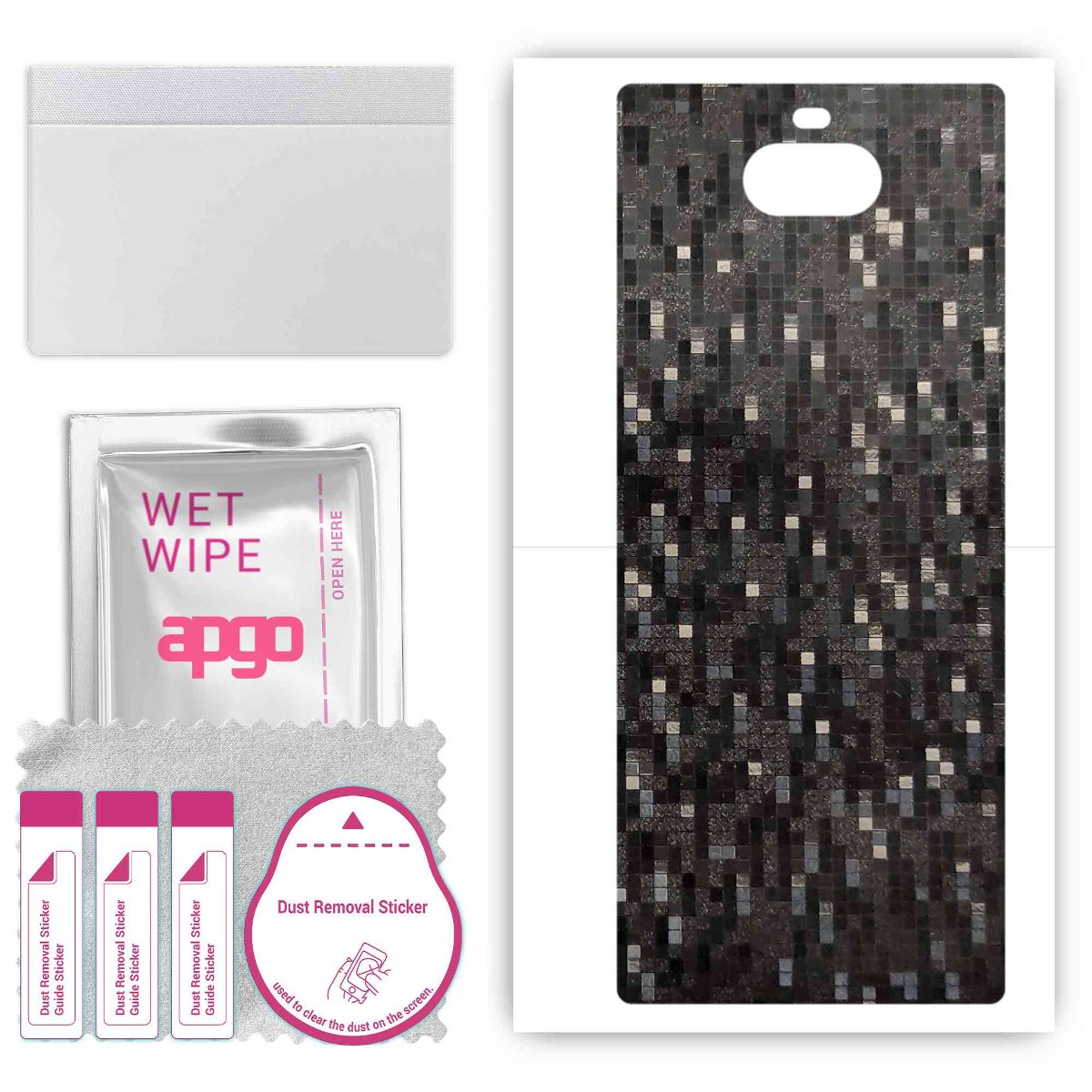 Folia naklejka skórka strukturalna na TYŁ do Sony Xperia 10 Plus -  Carbon Pixel Czarny - apgo SKINS