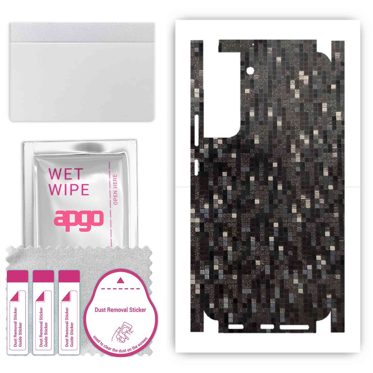 Folia naklejka skórka strukturalna na TYŁ+BOKI do Samsung Galaxy S22 Plus -  Carbon Pixel Czarny - apgo SKINS