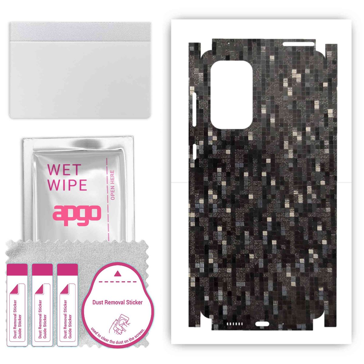 Folia naklejka skórka strukturalna na TYŁ+BOKI do Samsung Galaxy A73 -  Carbon Pixel Czarny - apgo SKINS
