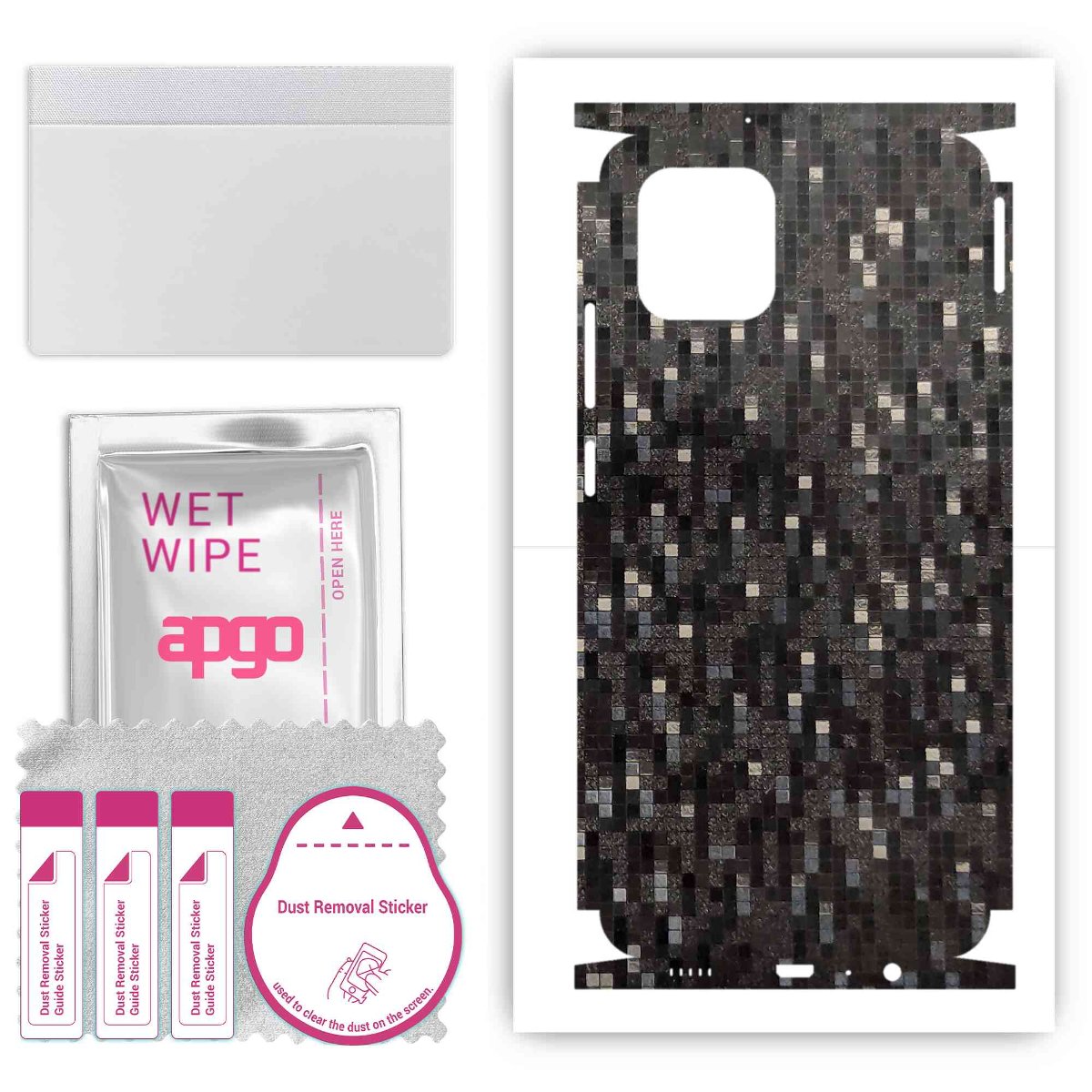 Folia naklejka skórka strukturalna na TYŁ+BOKI do Samsung Galaxy A03 -  Carbon Pixel Czarny - apgo SKINS