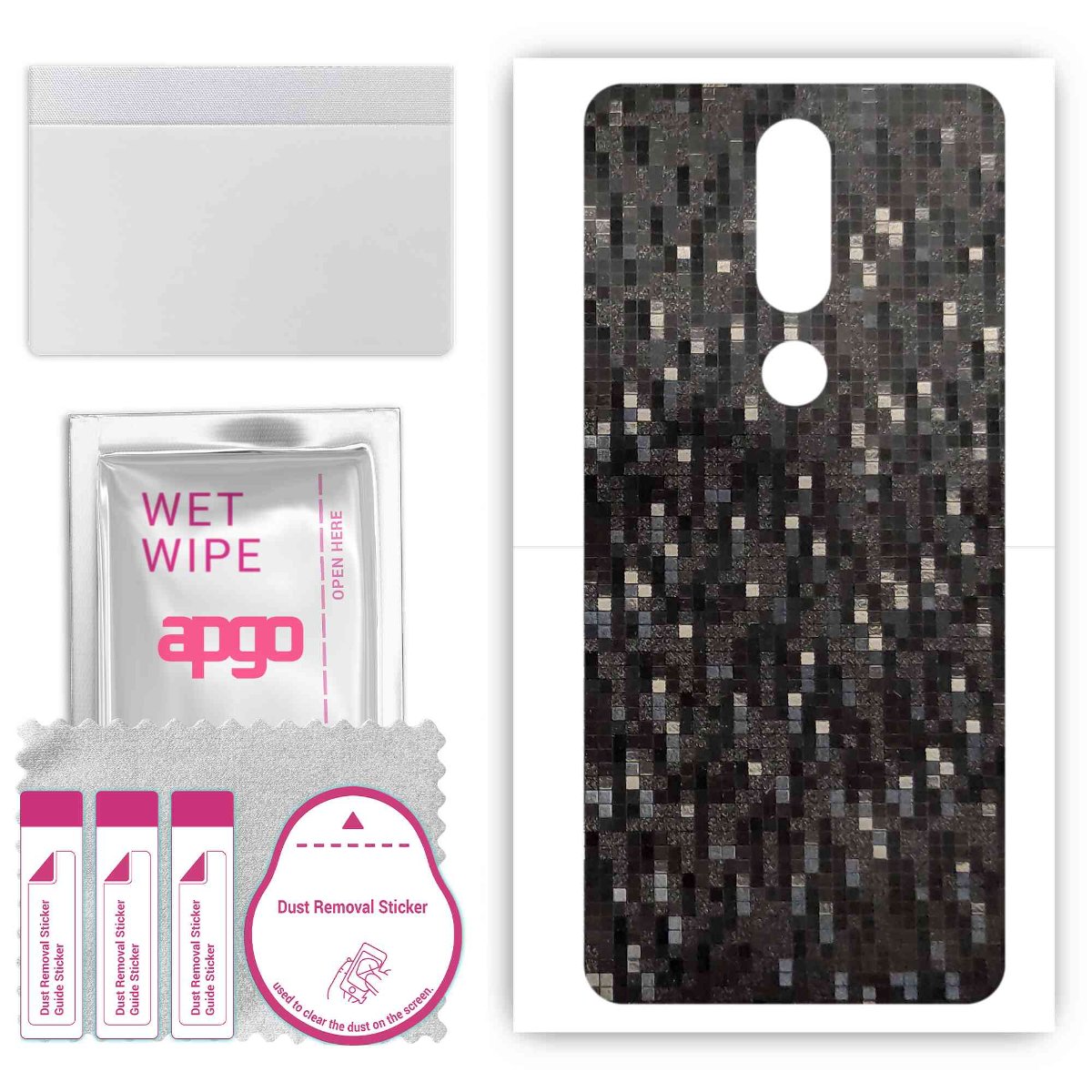 Folia naklejka skórka strukturalna na TYŁ do Nokia 5.1 Plus (Nokia X5) -  Carbon Pixel Czarny - apgo SKINS