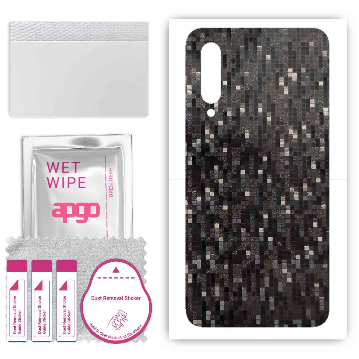 Folia naklejka skórka strukturalna na TYŁ do Xiaomi Mi 9 -  Carbon Pixel Czarny - apgo SKINS