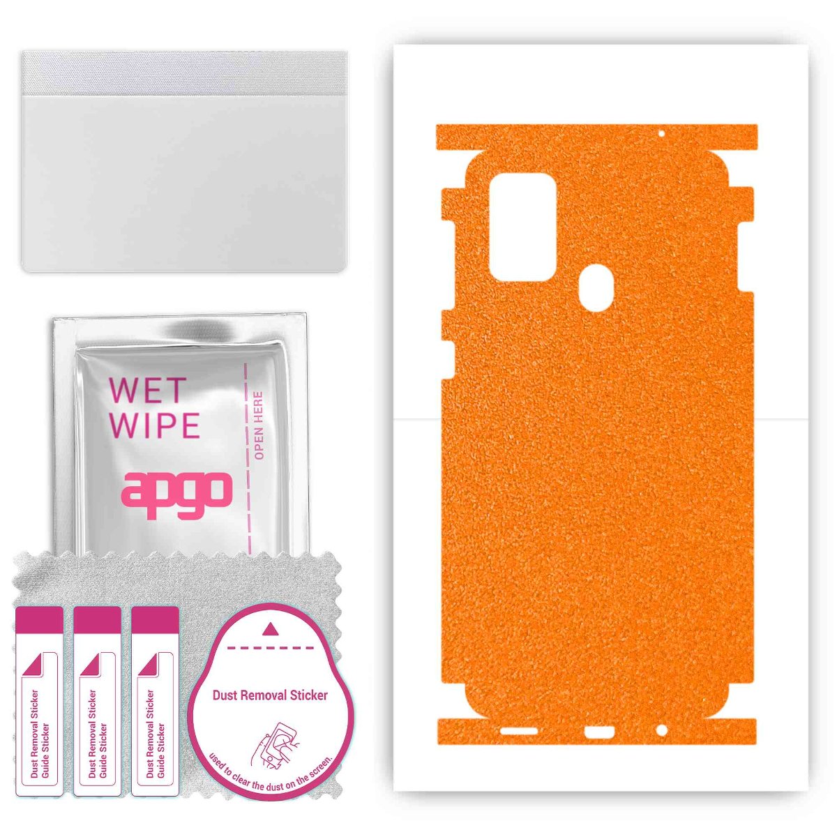 Folia naklejka skórka strukturalna na TYŁ+BOKI do Samsung Galaxy M21s -  Pomarańczowy Pastel Matowy Chropowaty Baranek - apgo SKINS