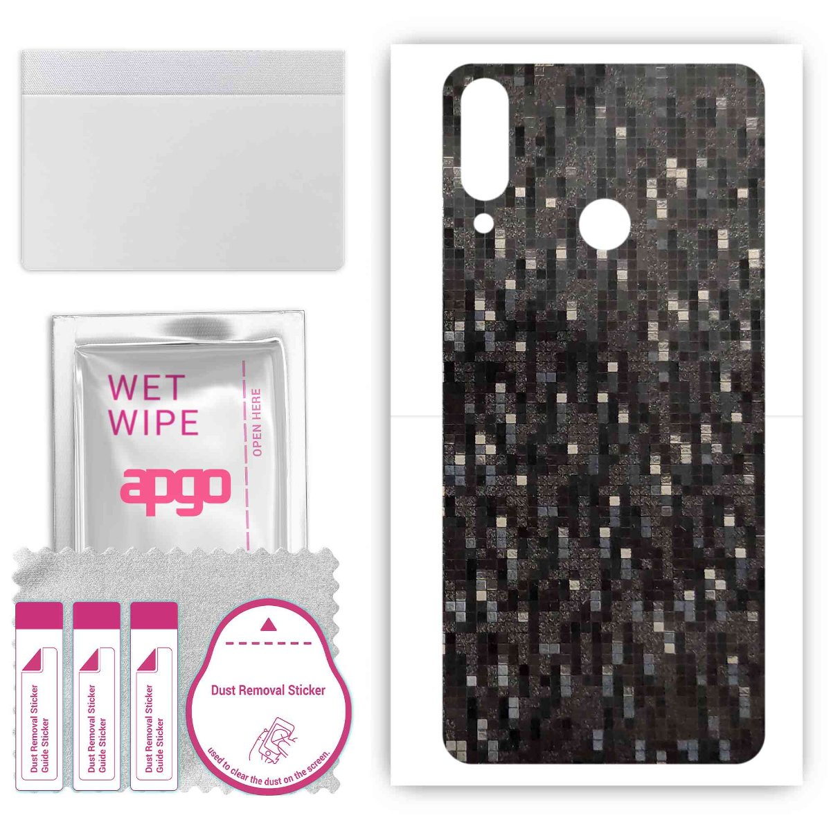 Folia naklejka skórka strukturalna na TYŁ do Wiko View3 Pro -  Carbon Pixel Czarny - apgo SKINS