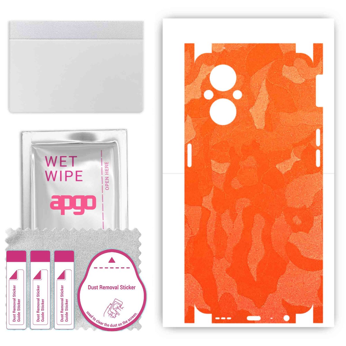 Folia naklejka skórka strukturalna na TYŁ+BOKI do Oppo F21 Pro 5G -  Moro | Camo Pomarańczowy - apgo SKINS