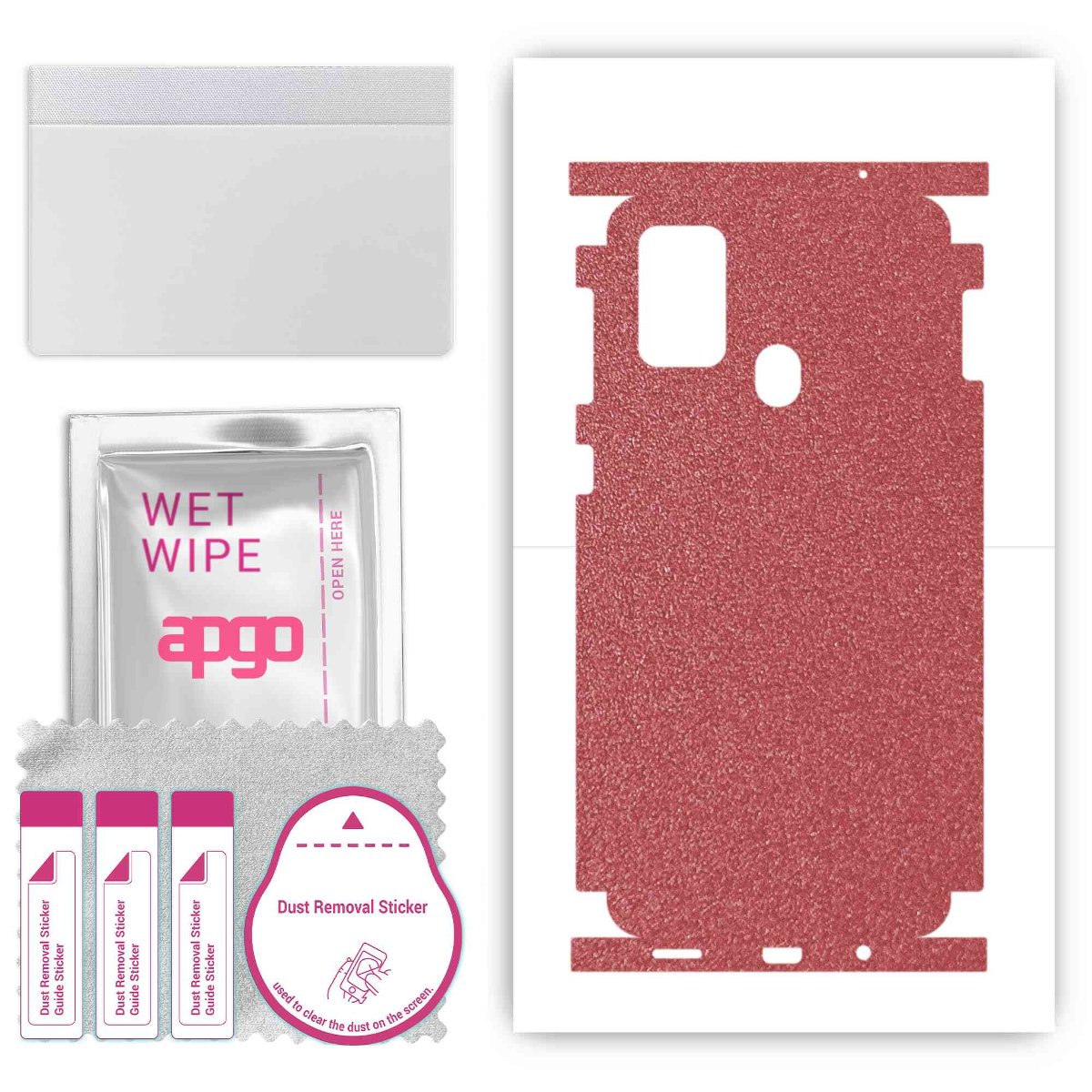 Folia naklejka skórka strukturalna na TYŁ+BOKI do Samsung Galaxy M21s -  Różowy Pastel Matowy Chropowaty Baranek - apgo SKINS