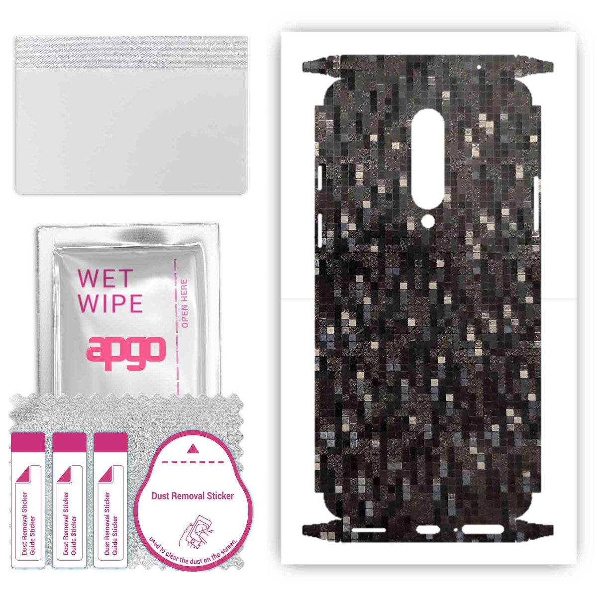 Folia naklejka skórka strukturalna na TYŁ+BOKI do OnePlus 8 -  Carbon Pixel Czarny - apgo SKINS