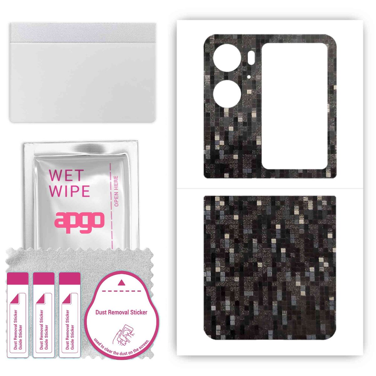 Folia naklejka skórka strukturalna na TYŁ do Oppo Find N2 Flip -  Carbon Pixel Czarny - apgo SKINS