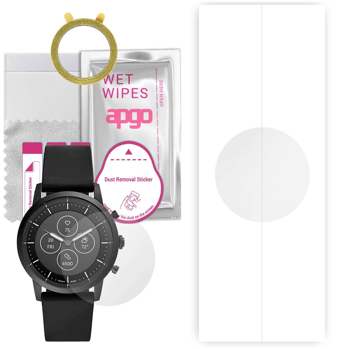 1x Folia hydrożelowa do Fossil Hybrid HR Collider FTW7010 - apgo Smartwatch Hydrogel Protection Ochrona na ekran smartwatcha