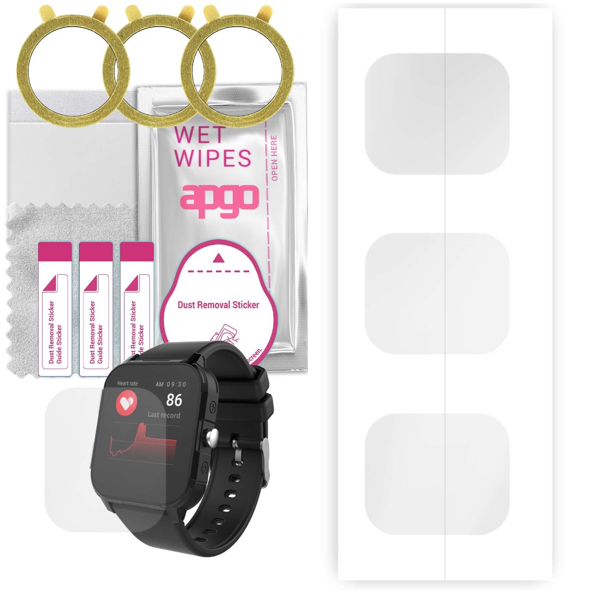 3x Folia hydrożelowa do Forever Find Me 2 KW-210 - apgo Smartwatch Hydrogel Protection Ochrona na ekran smartwatcha