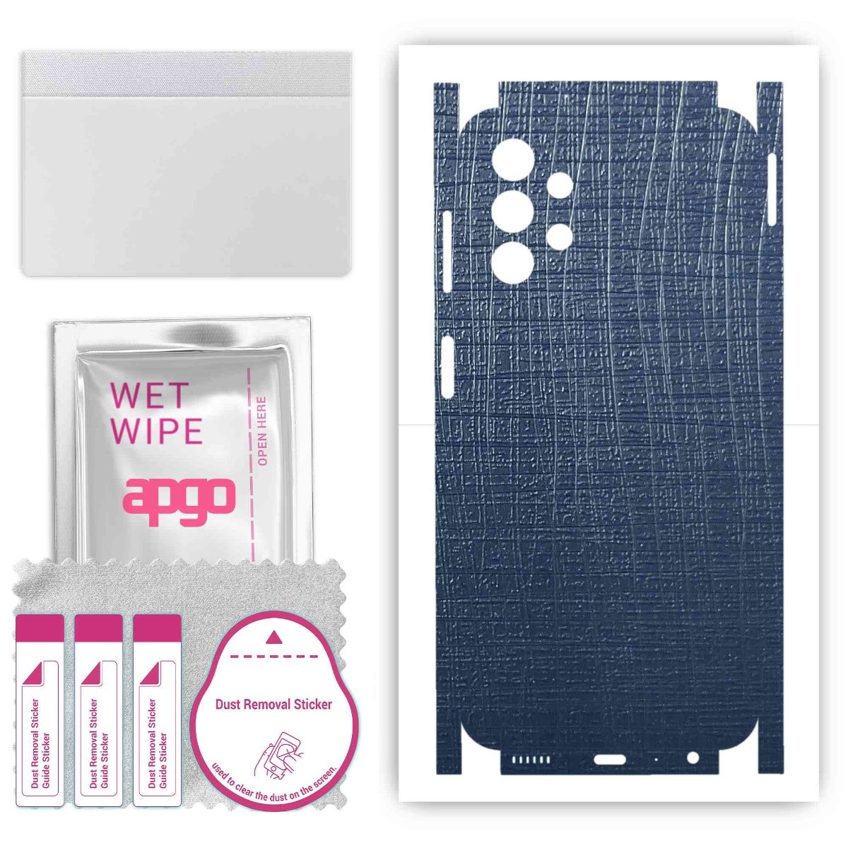 Folia naklejka skórka strukturalna na TYŁ+BOKI do Samsung Galaxy A13 -  Tkanina Granatowa - apgo SKINS