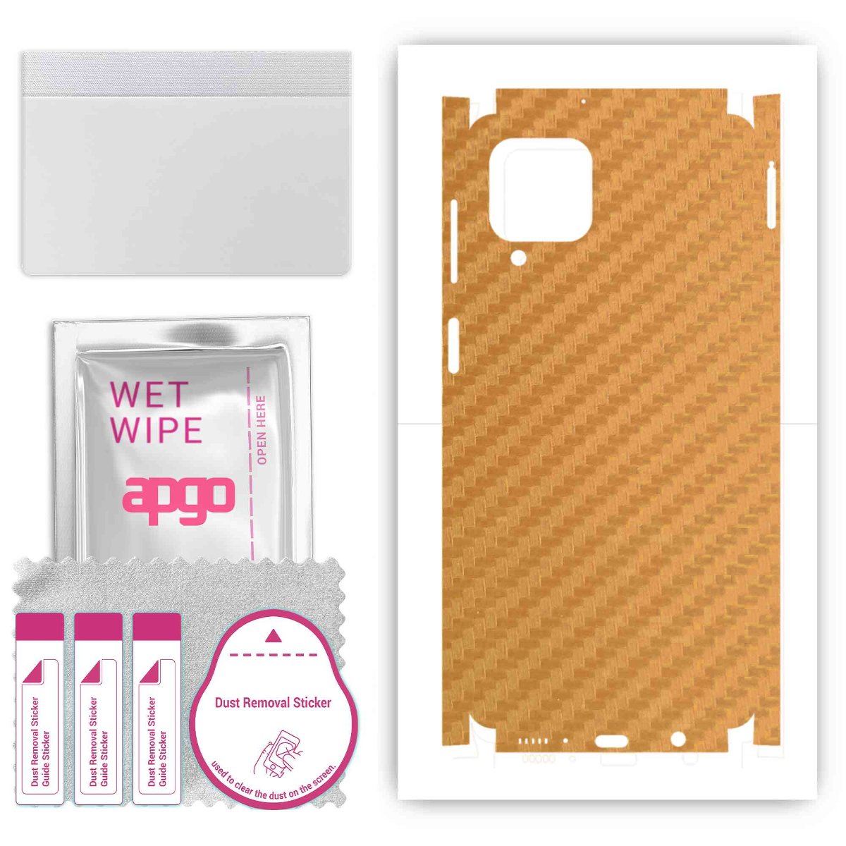 Folia naklejka skórka strukturalna na TYŁ+BOKI do Samsung Galaxy M62 -  Carbon Złoty - apgo SKINS