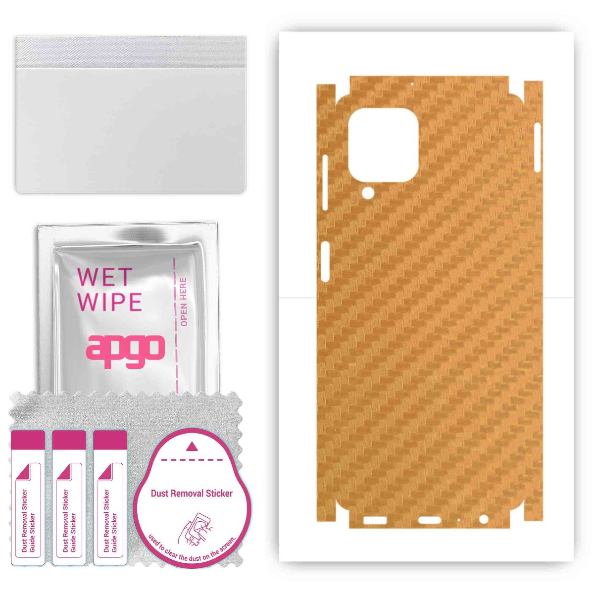 Folia naklejka skórka strukturalna na TYŁ+BOKI do Samsung Galaxy A22 -  Carbon Złoty - apgo SKINS