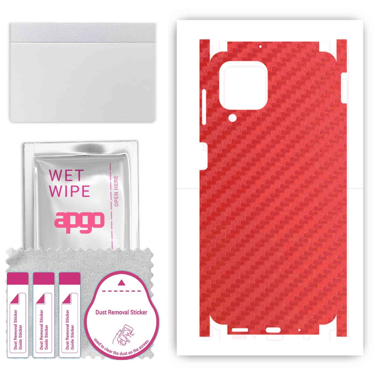 Folia naklejka skórka strukturalna na TYŁ+BOKI do Samsung Galaxy M53 5G -  Carbon Czerwony - apgo SKINS