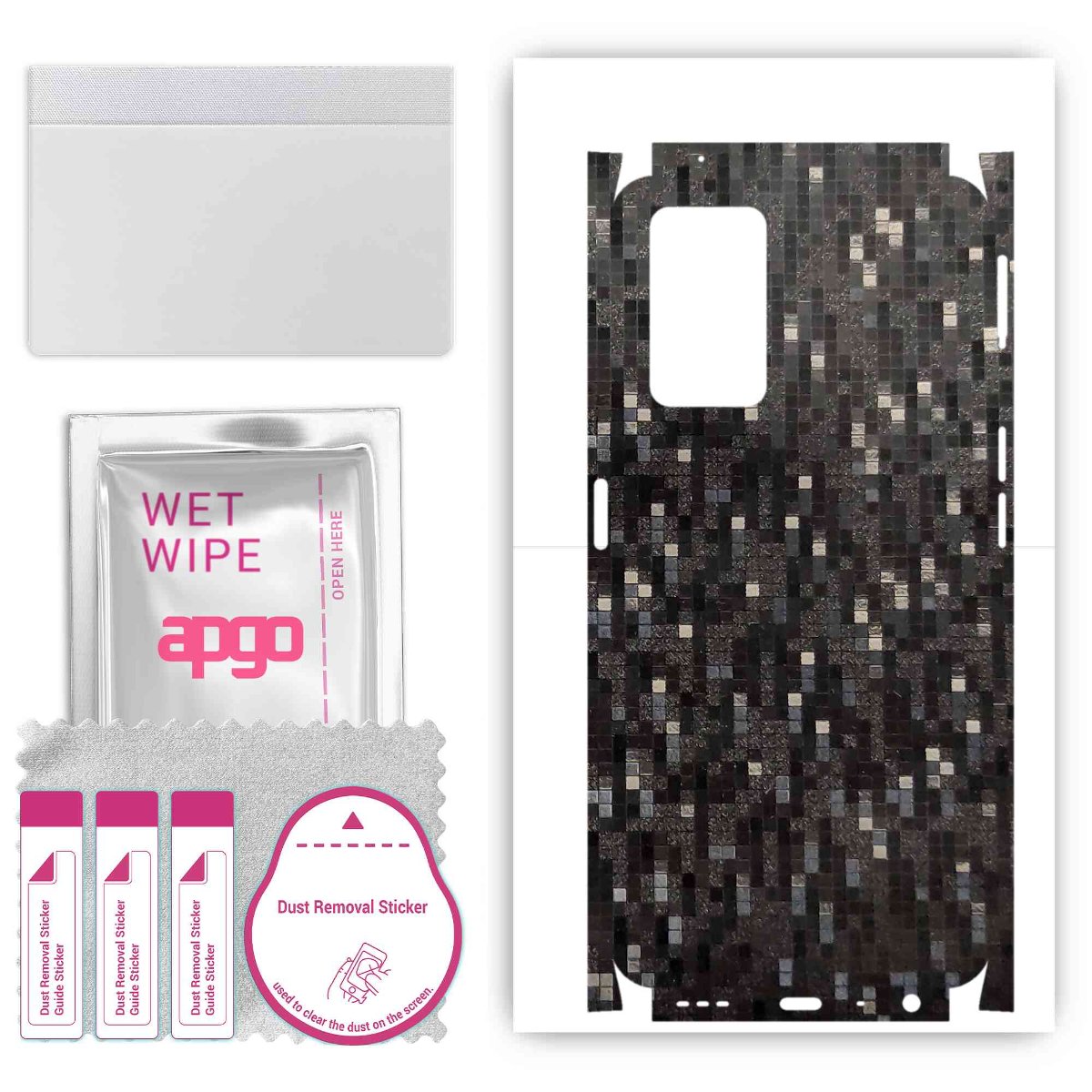 Folia naklejka skórka strukturalna na TYŁ+BOKI do Oppo K10 -  Carbon Pixel Czarny - apgo SKINS