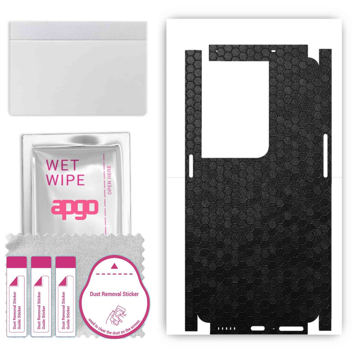 Folia naklejka skórka strukturalna na TYŁ+BOKI do Oppo Reno8 Pro+ -  Plaster Miodu Czarny - apgo SKINS
