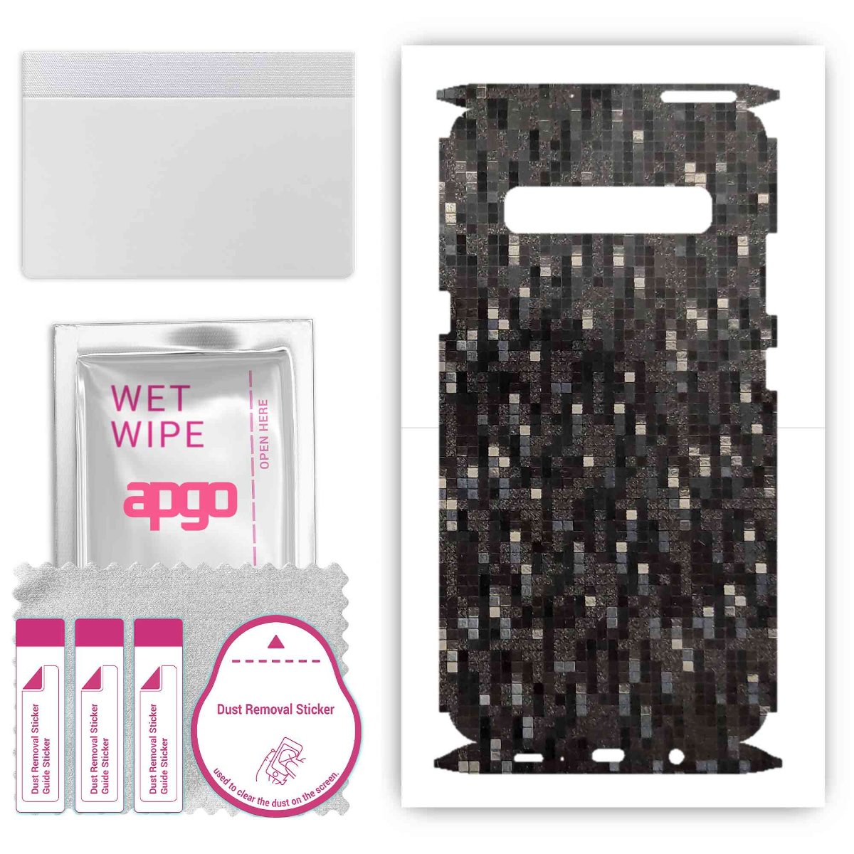 Folia naklejka skórka strukturalna na TYŁ+BOKI do Samsung Galaxy S10 5G -  Carbon Pixel Czarny - apgo SKINS
