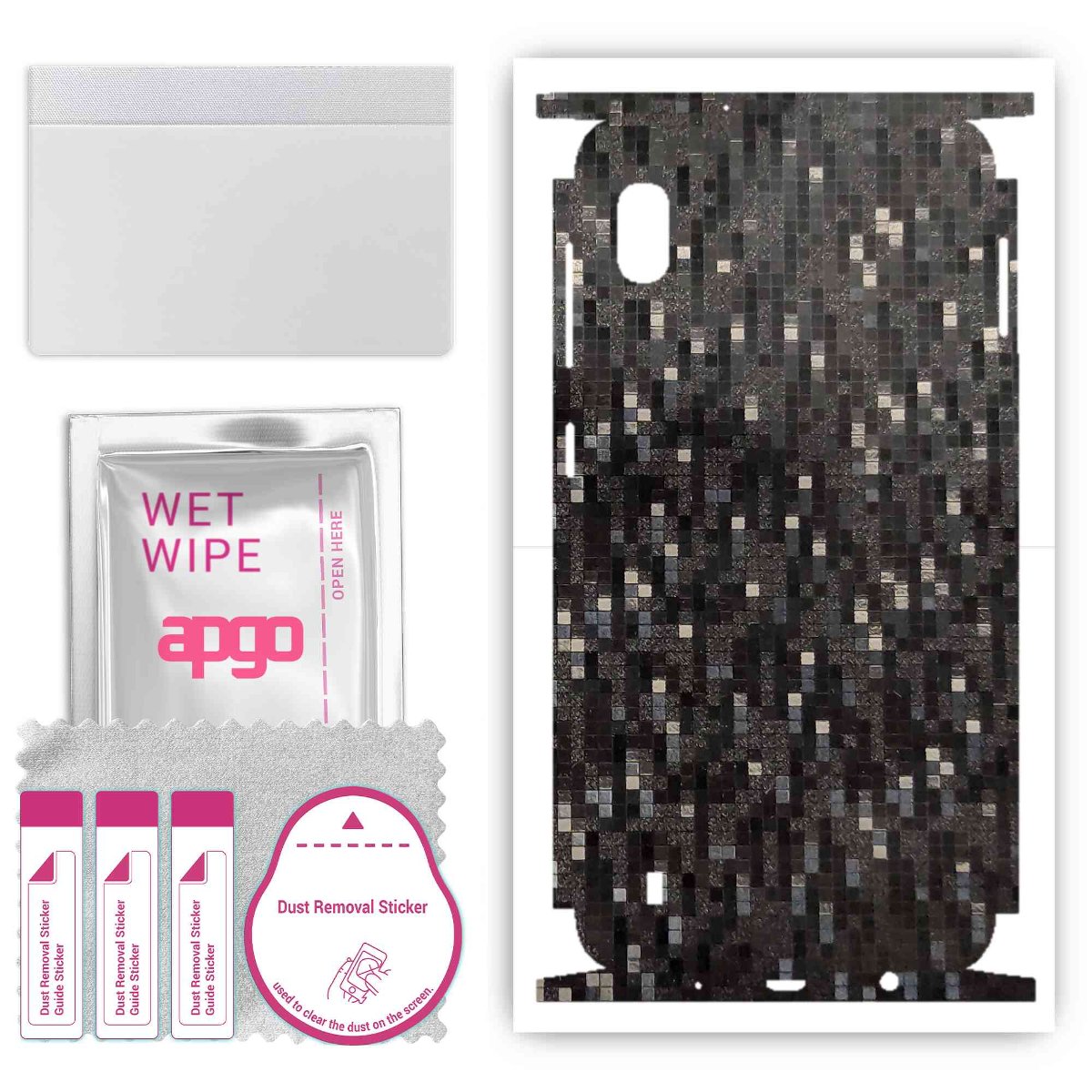 Folia naklejka skórka strukturalna na TYŁ+BOKI do Samsung Galaxy A10 -  Carbon Pixel Czarny - apgo SKINS