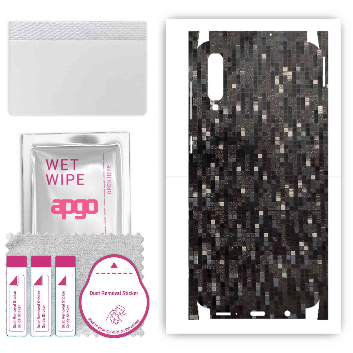 Folia naklejka skórka strukturalna na TYŁ+BOKI do Samsung Galaxy A50 -  Carbon Pixel Czarny - apgo SKINS