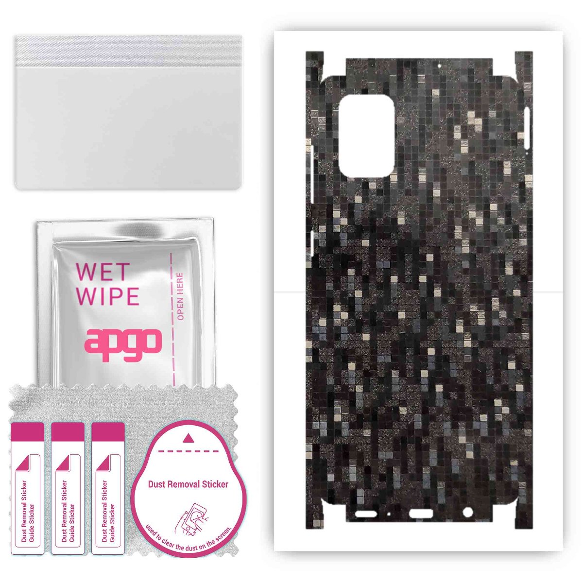 Folia naklejka skórka strukturalna na TYŁ+BOKI do Samsung Galaxy A71 -  Carbon Pixel Czarny - apgo SKINS