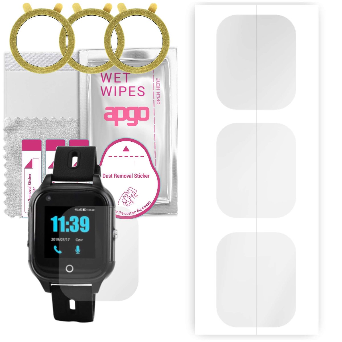 3x Folia hydrożelowa do GoGPS FA28S 4G - apgo Smartwatch Hydrogel Protection Ochrona na ekran smartwatcha