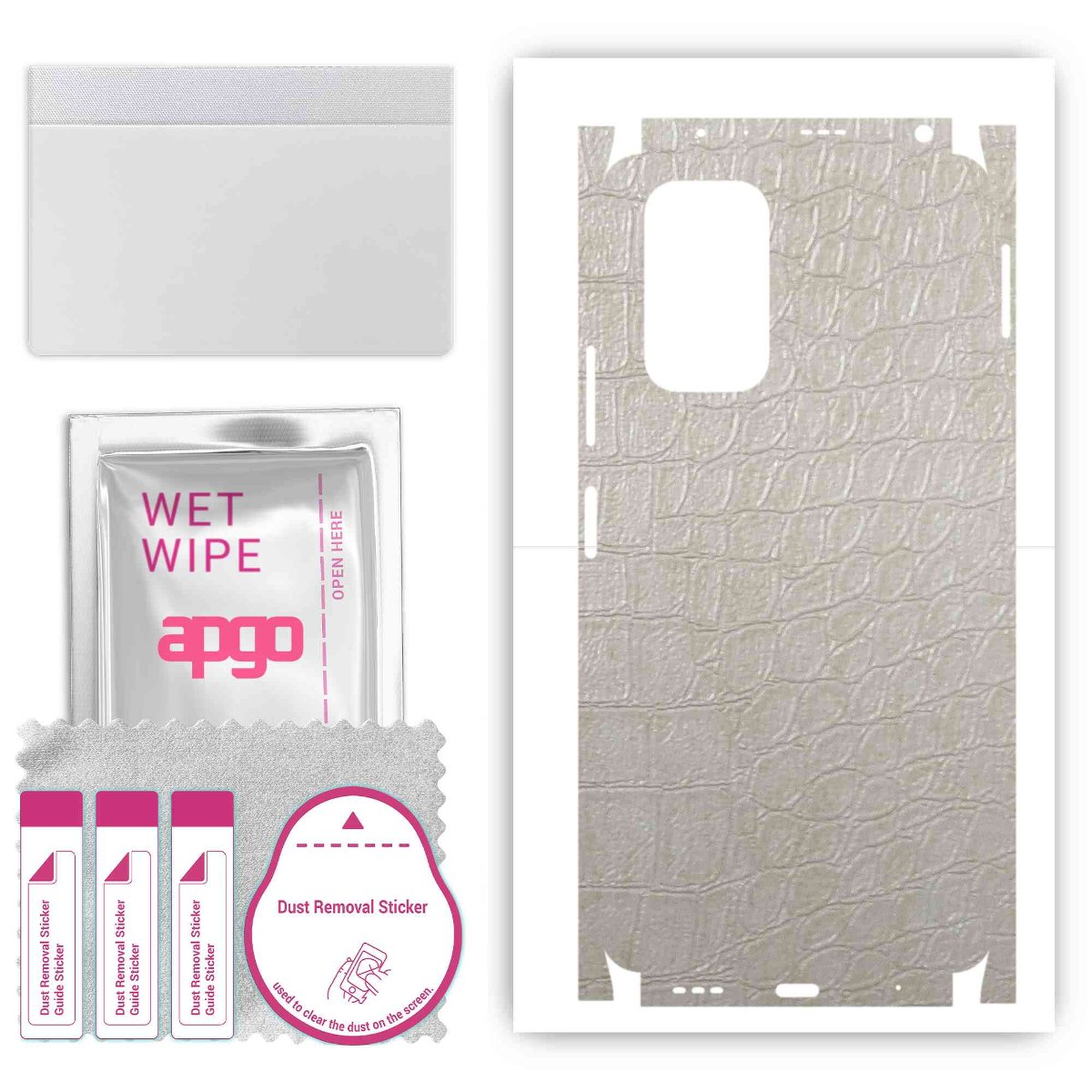 Folia naklejka skórka strukturalna na TYŁ+BOKI do Xiaomi Redmi Note 10 Pro Max -  Skóra Krokodyla Biała - apgo SKINS