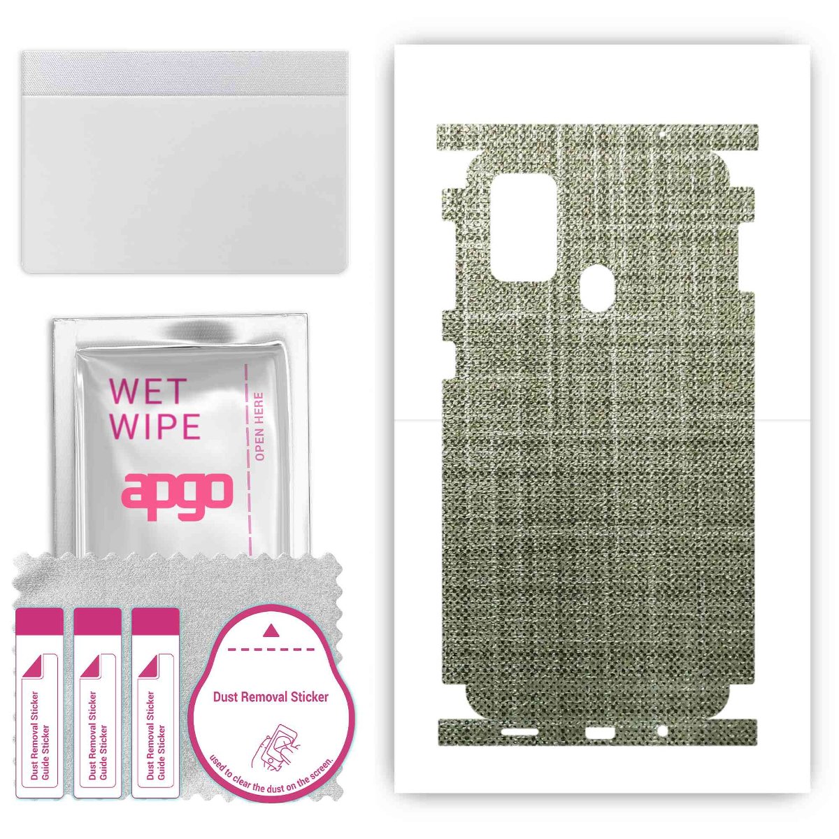 Folia naklejka skórka strukturalna na TYŁ+BOKI do Samsung Galaxy M31 Prime -  Tkanina Lniana - apgo SKINS