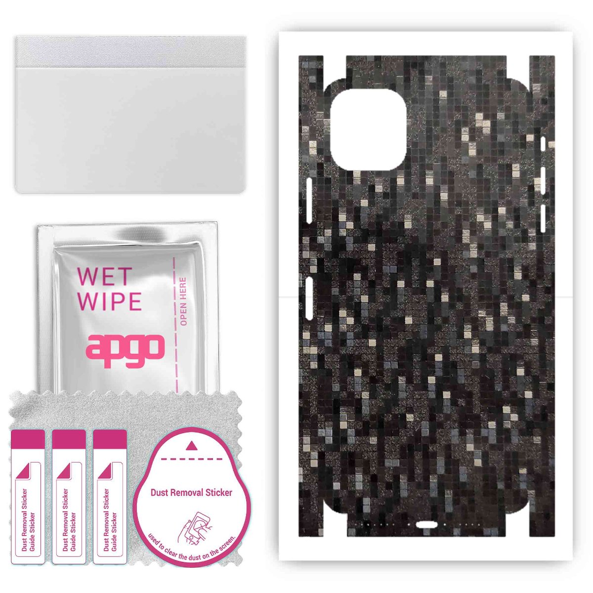 Folia naklejka skórka strukturalna na TYŁ+BOKI do Apple iPhone 11 Pro Max -  Carbon Pixel Czarny - apgo SKINS