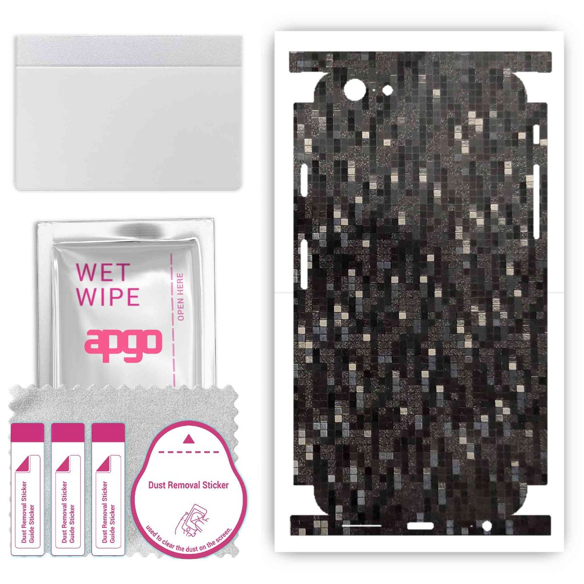 Folia naklejka skórka strukturalna na TYŁ+BOKI do Apple iPhone 6 -  Carbon Pixel Czarny - apgo SKINS