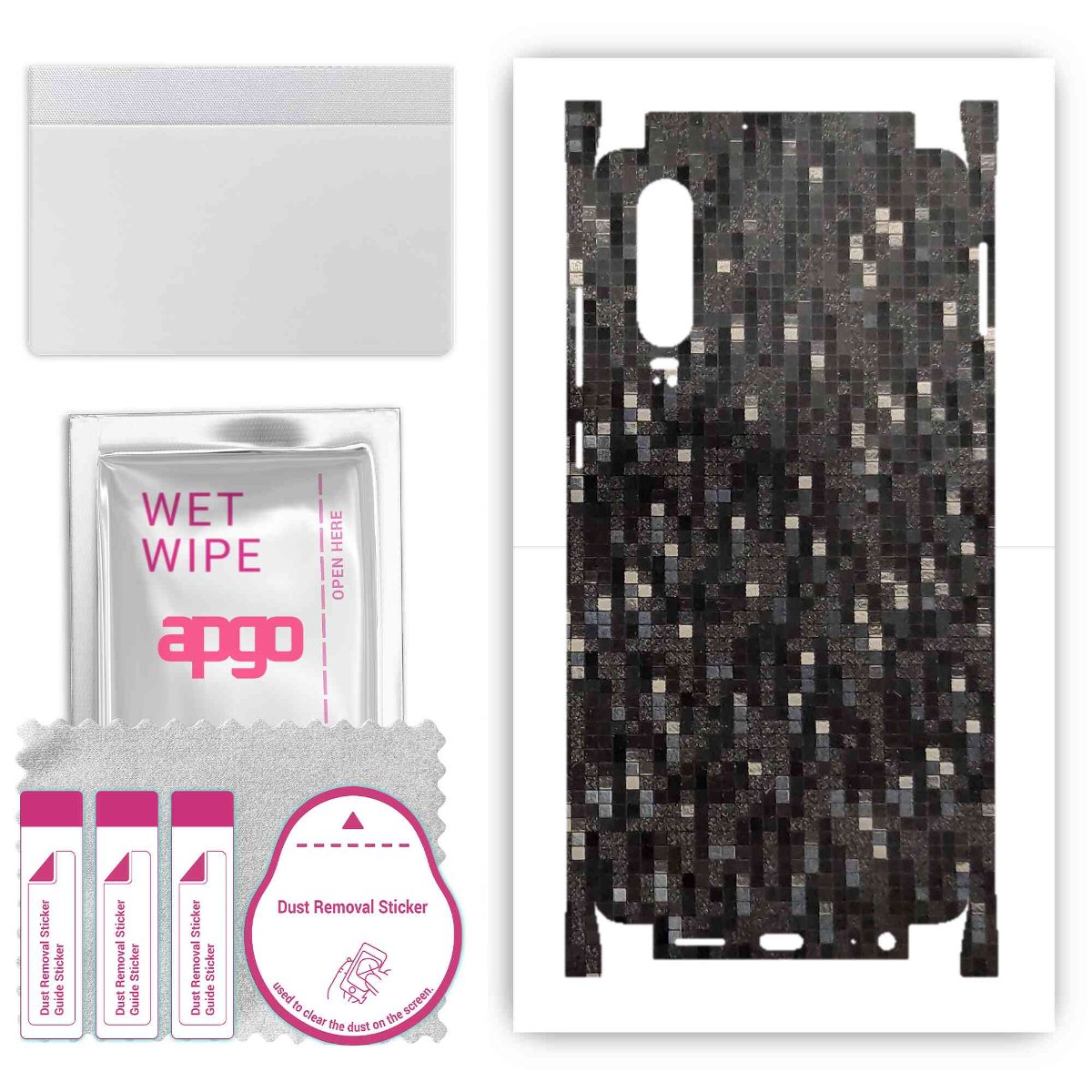 Folia naklejka skórka strukturalna na TYŁ+BOKI do Huawei P30 -  Carbon Pixel Czarny - apgo SKINS