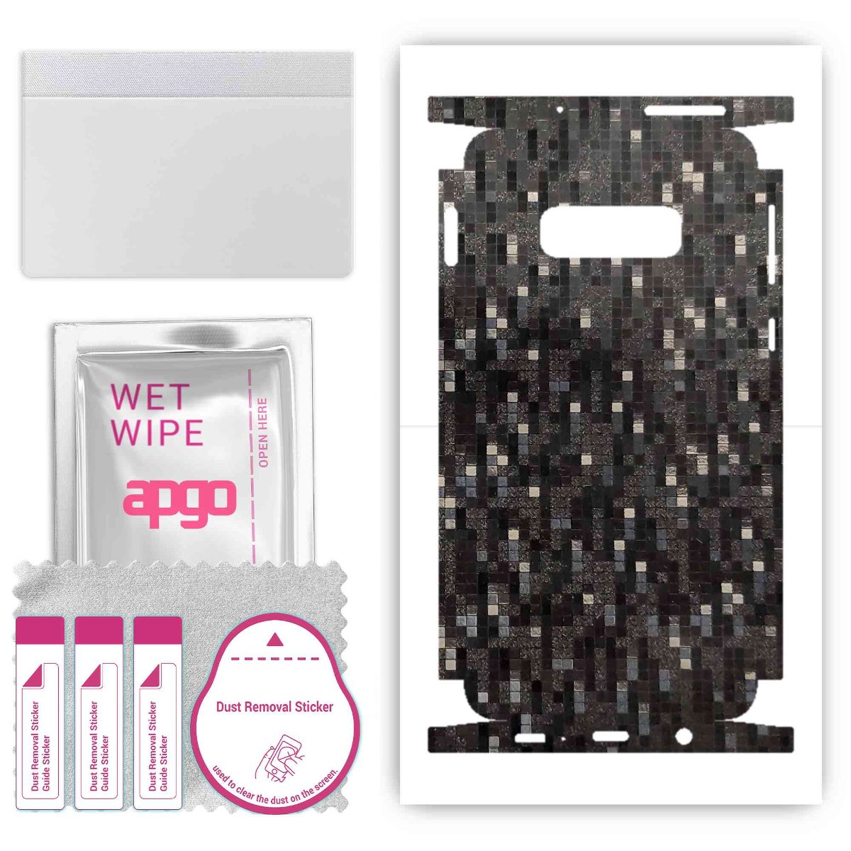 Folia naklejka skórka strukturalna na TYŁ+BOKI do Samsung Galaxy S10e -  Carbon Pixel Czarny - apgo SKINS