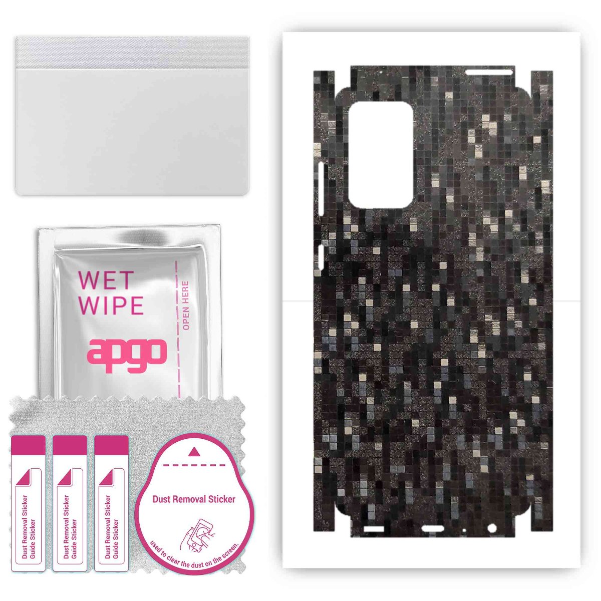 Folia naklejka skórka strukturalna na TYŁ+BOKI do Samsung Galaxy A72 5G -  Carbon Pixel Czarny - apgo SKINS
