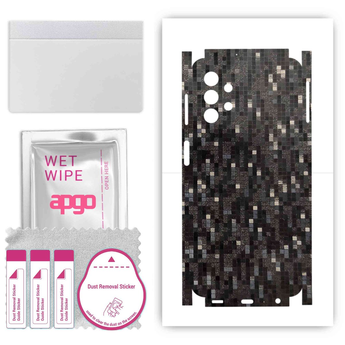 Folia naklejka skórka strukturalna na TYŁ+BOKI do Samsung Galaxy M32 5G -  Carbon Pixel Czarny - apgo SKINS