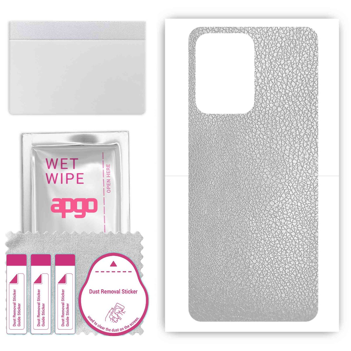 Folia naklejka skórka strukturalna na TYŁ do Vivo Y02 -  Skóra Srebrna - apgo SKINS